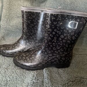 Stylish Black Glitter Women's Rain Boots